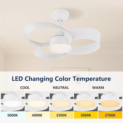 FANX 22 Inch Ceiling Fan with Light and Remote, Quiet DC Motor, Dimmable LED