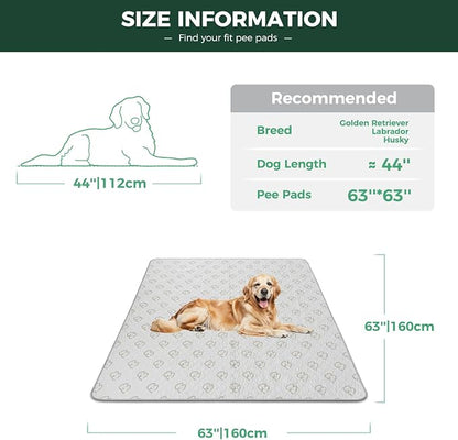 FXW Washable Pee Pads for Dogs, Super Absorbent, 63" Square, 2 Packs | Machine washable, Non-slip backing, Fits 24"H 8-Panel FXW Rollick/Homeplus Playpens