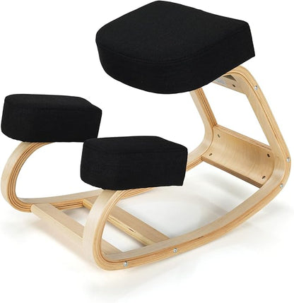 Giantex Kneeling Chair, Wood Posture Chair, Max Load 330 Lbs, Rocking Knee Chair with Soft Cushion, Natural Relief for Back, Shoulder or Neck Pain, Ergonomic Kneeling Chair for Office Home