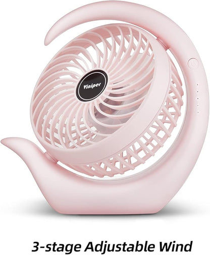 Viniper Battery Operated Fan, Usb Desk Fan : 180° Rotation and 3 Speeds