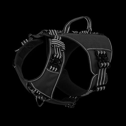 ICEFANG Quick-Moving Tactical Dog Harness for Medium Dogs,No Pull Dog Vest | Control Handle,Reflective,Full Metal Buckles,Adjustable,Hook-and-Loop Panel,Soft Padded,Grey,Medium