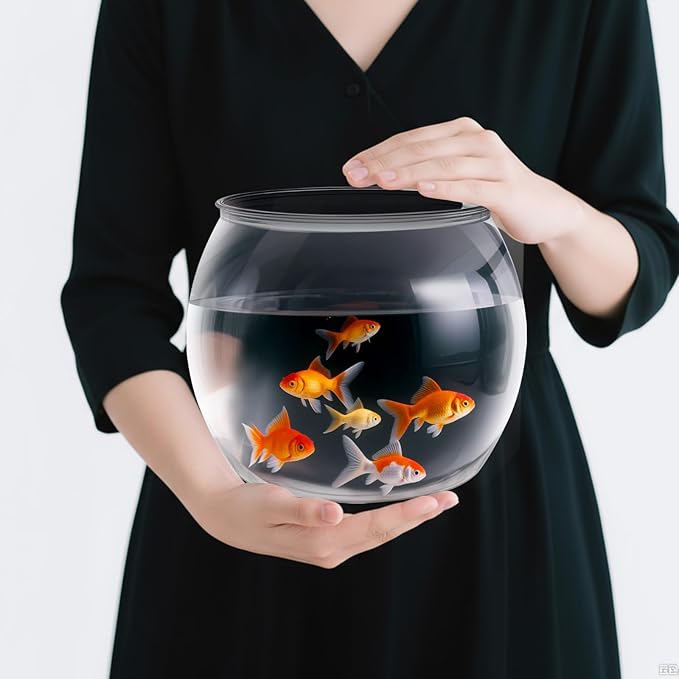 Geelin 1 Gallon Plastic Fish Tank Large Bowl Shatterproof with Crystal Clear Clarity for Terrarium, Flower Vase Centerpiece Gift for Fish Lovers (Round)