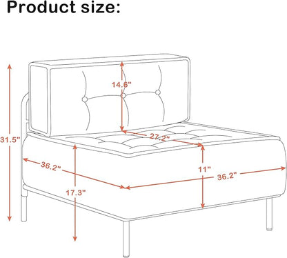 MCombo Modular Sofa Couch with Removable Cushion, Accent Sofa Chair, Upholstered Sofa for Living Room, Apartment, Office (Blue, Middle Seat)