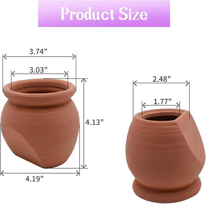 AnRui Betta Fish Tank Decor Ceramic Jar Aquarium Accessories Decorations Cute Clay Pot Hideout Cave Ornaments for Small Fish, Shrimp, Cichlid to Play Hide Breed, Large