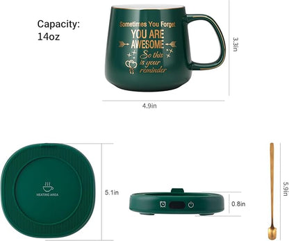 Coffee Mug Warmer & You are Awesome Mug Set, Electric Cup Warmer
