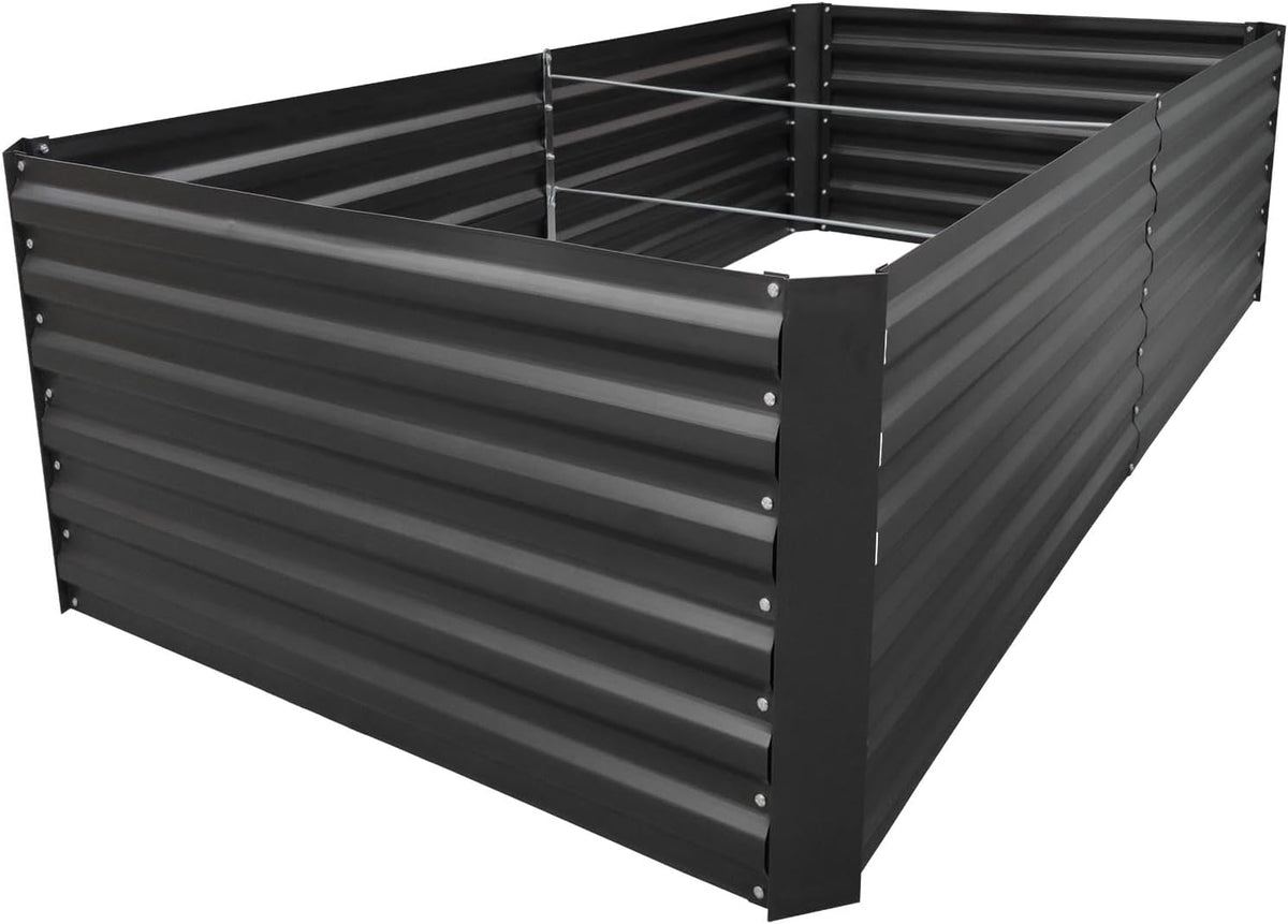 8x3x2FT Metal Raised Garden Bed Kit, Galvanized Outdoor Garden Bed Planter Box for Vegetables, Flowers, Herbs, Succulents and More, Black