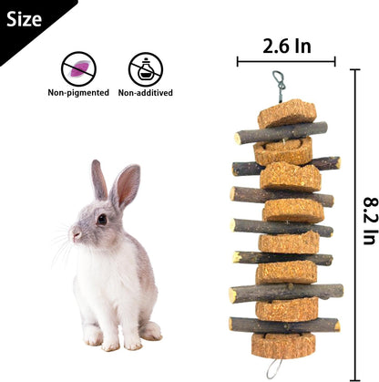 PINVNBY Rabbit Chew Toys for Teeth Hanging,Natural Apple Bunny Chew Sticks Small Animals Molar Wood for Rabbits Chinchillas Guinea Pigs Hamsters Small Pet Chewing Improve Dental Health(4 Pcs)