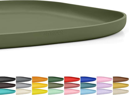 SMILOOL Waterproof Silicone Pet Food Mat with Raised Edge for Dog & Cat | 12" x 12" Non-Slip Small Pet Feeding Mats with Lip for Food & Water Bowl, Food Grade, Easy Cleaning, Light Olive Green