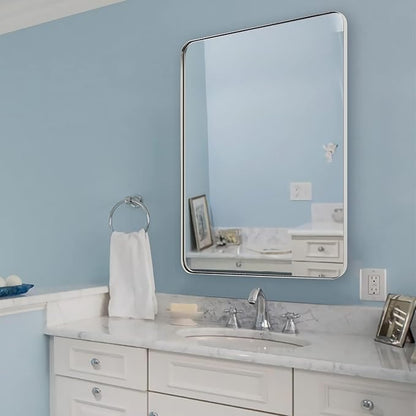 ANDY STAR Chrome Mirror for Bathroom, 30x36 Metal Frame Wall Mirror