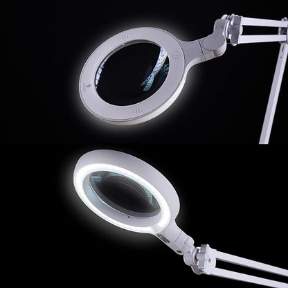 Omega 5 - Premium LED Magnifying Lamp with Interchangeable Glass Lenses, Adjustable Arm, and Dimmer Switch for Professionals in Health & Beauty, Model Making, and Low Vision Applications