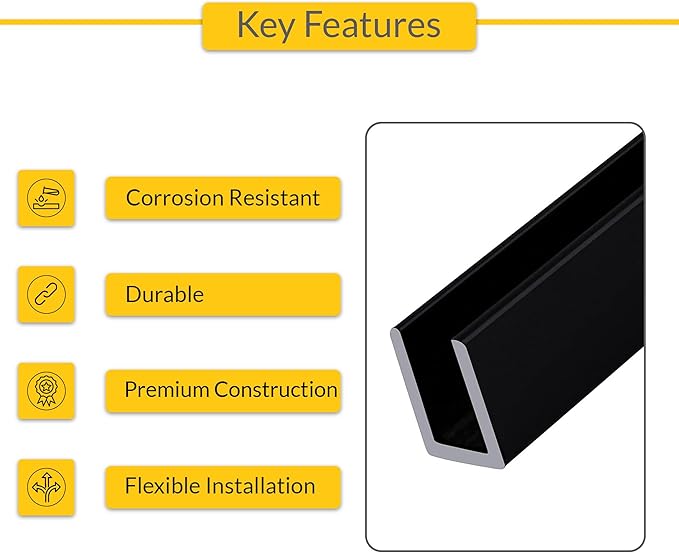 Brixwell SDCD3812MBL-XCP10 Matte Black Frameless Shower Door Aluminum Deep