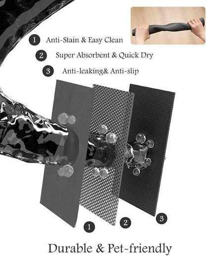 PADOOR Pet Feeding Mat-Absorbent Dog Mat for Food and Water Bowl-No Stains Quick Dry Water Dispenser Mat-Dog Accessories Pet Supplies-Bowl for Messy Drinkers（Darkgrey,17"x28"）