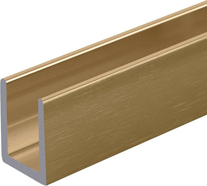 Brixwell SDCD38SB-XCP5 Satin Brass 3/8" Fixed Panel Shower Door Deep U-Channel