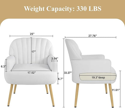 Holiway Velvet Accent Chair, Modern Upholstered Single Living Room Chairs with Tufted Back, Cozy Sofa Side Armchair with Metal Legs for Bedroom/Office/Reading Room, Beige