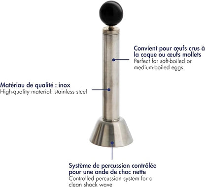 Louis Tellier(LT) LT 18-10 Egg Top Cutter N4183 - Stainless Steel Egg Slicer - Hands-Free Operation, Easy Clean