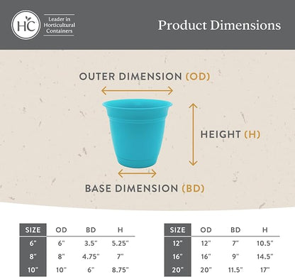 The HC Companies 16 Inch Eclipse Round Planter Pots with Drainage Holes & Attached Saucer, Lightweight UV-Resistant Plastic Indoor & Outdoor Planters, 2-Pack Flower Pots, Garden Home Decor, Sandstone