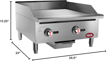 Kratos 24" Wide Commercial Countertop Griddle, Gas Hot Plate