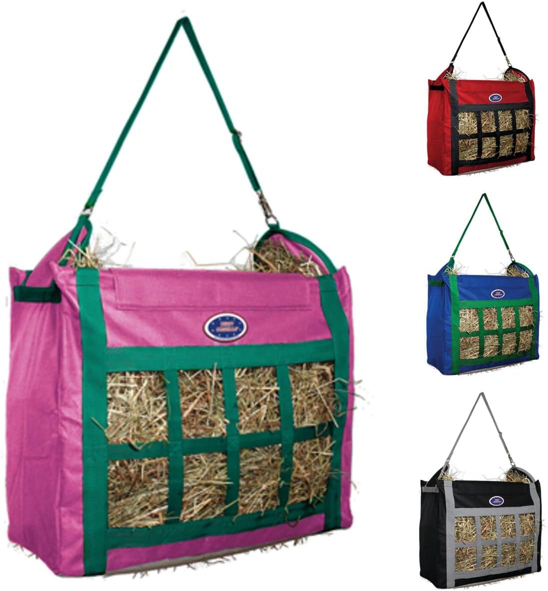 Derby Originals Top Load Hay Bag with Super Tough Bottom and 6 Month Warranty (Pink/Turquoise)