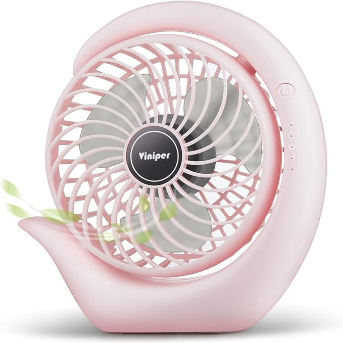 Viniper Battery Operated Fan, Usb Desk Fan : 180° Rotation and 3 Speeds