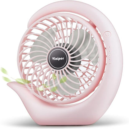 Viniper Battery Operated Fan, Usb Desk Fan : 180° Rotation and 3 Speeds