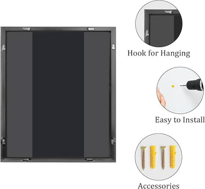 Koonmi 24x36 Inch Black Metal Framed Bathroom Mirror