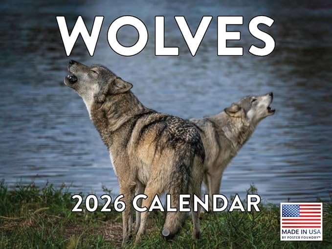 Wolf Calendar 2026 Wolves Monthly Wall Calender 12 Month | American Made In The USA