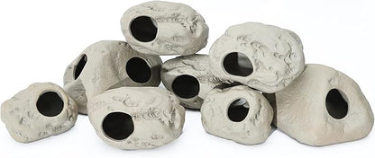 ALEGI Aquarium Rock Cave Decor for Shrimp Cichlid Hiding Breeding (Set 8)