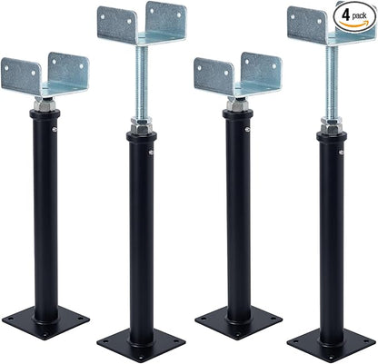 YXGJDP 4 Pack U-Shaped Floor Jack - Adjustable Steel Beam Support for 4x2, 4x4, 4x6 Joists Heavy Duty Screw Jack with U-Head Telepost & House Jack.15-19 Inch Adjustment Range.