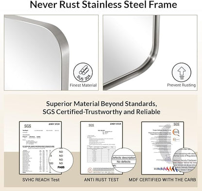 ANDY STAR 30”x40”Brushed Nickel Mirror