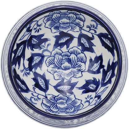 Aimusego Blue and White Flower Pattern Ceramic Dog Food Dish for Small Medium Dogs and Cat,Heavy Non-Slip Porcelain Pet Bowl for Food and Water -6.7inch