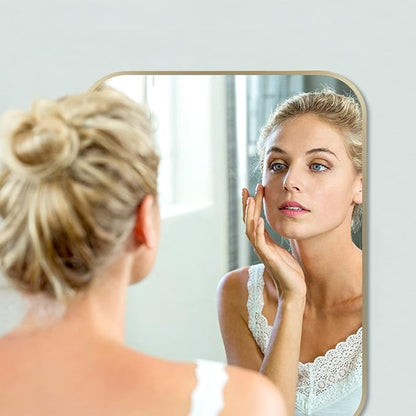 24x36 Inch Gold Bathroom Mirror, Brushed Gold Metal Framed Rectangular Mirror