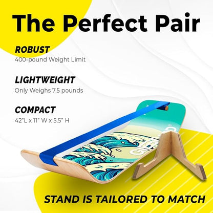 GIBBON SlackBoard - GiBoard Balance Board Kids & Adults - Slackline Balance Trainer - Slack Board Core Workout Equipment Home Gym Training - Standing Desk Exercise - Yoga, Agility, Pilates & More