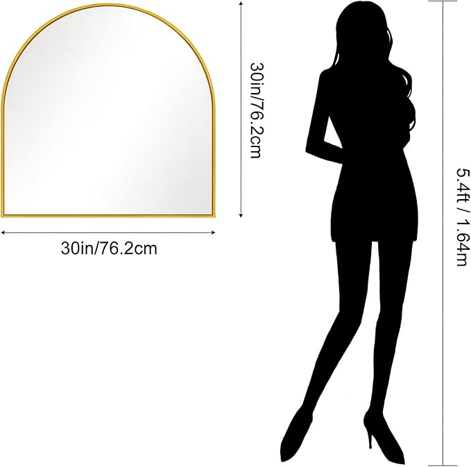 CIRCUMI Arched Wall Mirror, Metal Frame, Large Size