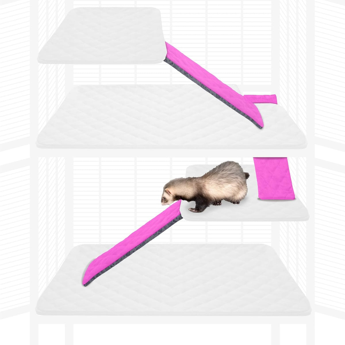 Paw Inspired Fleece Liners for Ferret Nation, Critter Nation Cage Ramp for Ferrets, Rats, Chinchillas, Hedgehogs & Other Small Animals (Pink, Ramp Cover - 3 Pack)
