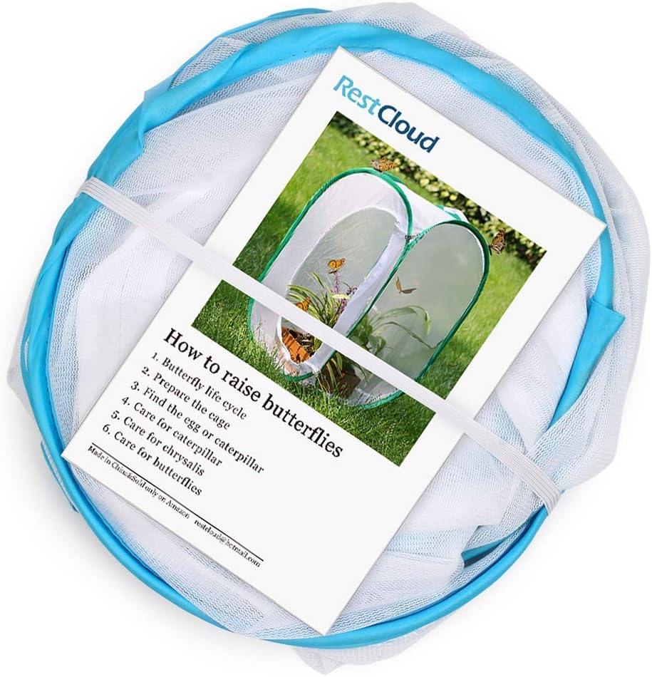RESTCLOUD Insect and Butterfly Habitat Cage Terrarium Pop-up 24 Inches Tall