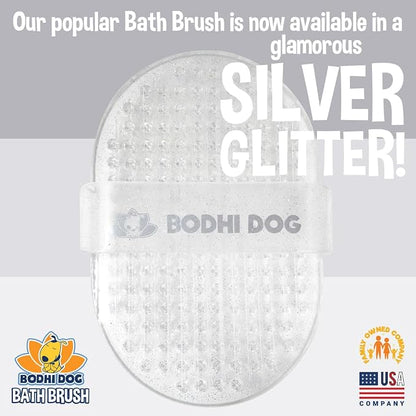 Bodhi Dog Shampoo Brush - Pet Grooming & Bath Supplies for Dogs and Cats - Bath Brush for Long & Short Hair - Premium Scrubber for Shower, Showerhead, Sprayer & Bathing (One Pack, Silver)