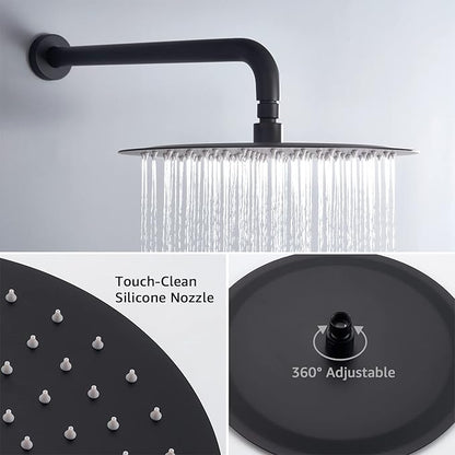 Iriber Matte black Shower System Wall Mounted Shower Faucet Mixer Set