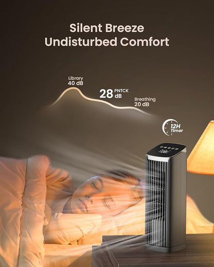 PNTCK Fan for Bedroom, 4 Modes 4 Speeds Max 24ft/s, 70° Oscillating Desk Fan