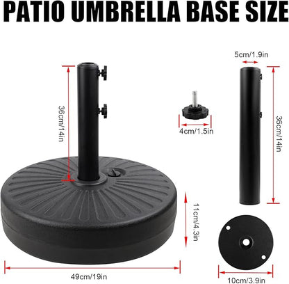 Roixeeds 50LBS Round Umbrella Base Water Filled with Steel Umbrella Holder, Heavy Duty Fillable Umbrella Base Stand for Outdoor, Patio, Lawn, Garden (Black) (Stripes)