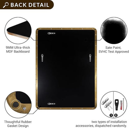 ANDY STAR Gold Bathroom Mirror, 30x36 Brushed Brass Rectangle Mirror