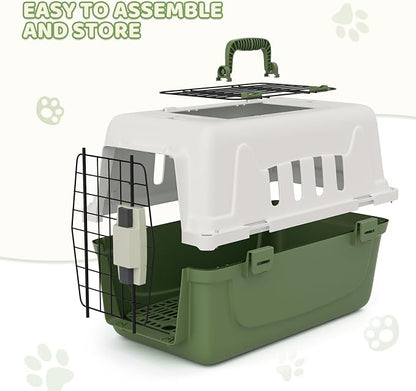 Magshion 18 Inch Hard-Sided Dog Cat Carrier, Green | Top and Front Door Access, Plastic Dog Kennel for Longer Traveling, Durable Handle and 4 Sides Ventilation, For Pet Up 20 lbs