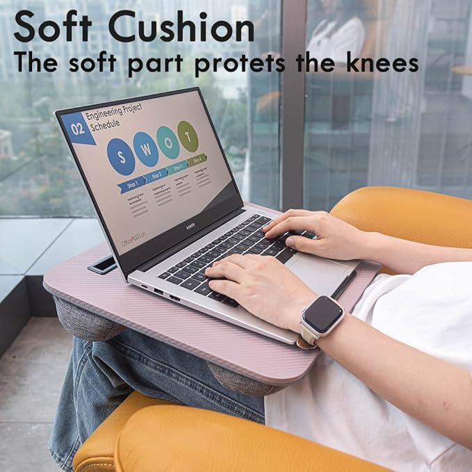 Portable Laptop Desk Fits Up to 16“ Laptops, with Tablet Slot, Built-in Cushion, Great for Home & Office,Lap Desk for Laptop,Lap Desk with Cushion (Grey Violet, Medium)