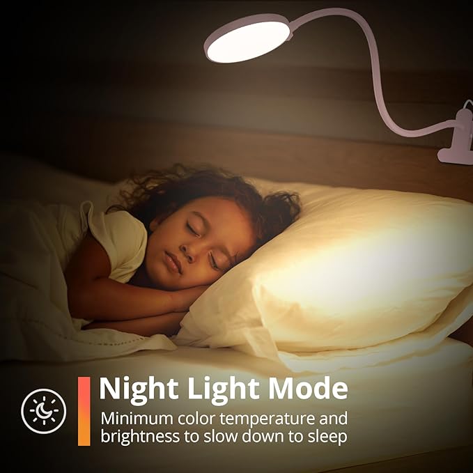 Reading Light with Remote, LED Desk Lamp Clip on [1H Timer & Nightlight] RA>95 Dimmable Flexible Gooseneck, Reading Lamp with Clamp for Table - 4.7'' (Adapter Included)