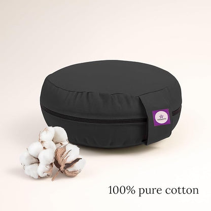 Yogikuti Meditation Cushion – 100% Pure Cotton Zafu for Comfortable Meditation & Yoga – Floor Sitting Pillow for Mindfulness & Support
