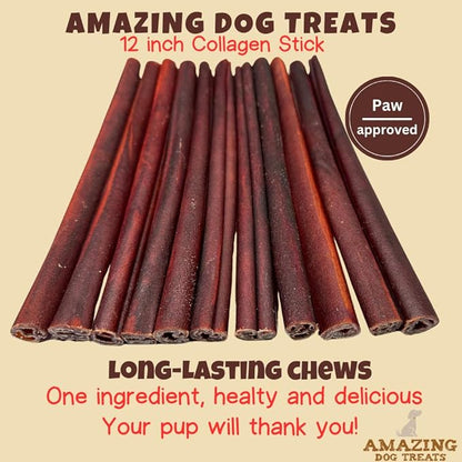 Amazing Dog Treats 12 Inch Collagen Stick - (5 Count) - Collagen Sticks for Dogs - No Hide Dog Bones