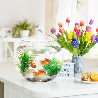 Plastic Aquarium Betta Fish Tank: Large Clear Goldfish Bowl - Tank Vase Pot Clear Bubble Planter with Break Resistant for Home décor Wedding Event Party 8.67 x 6.89 Inches