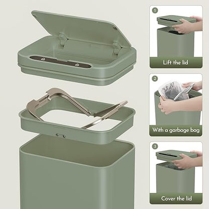 ELPHECO Stainless Steel Office Trash Can Motion Sensor Garbage Can Touchless