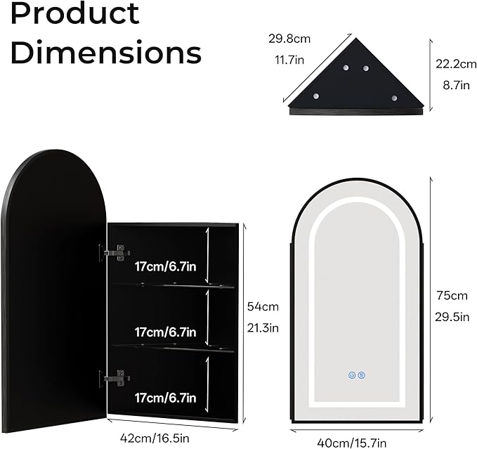 LED Corner Medicine Cabinet