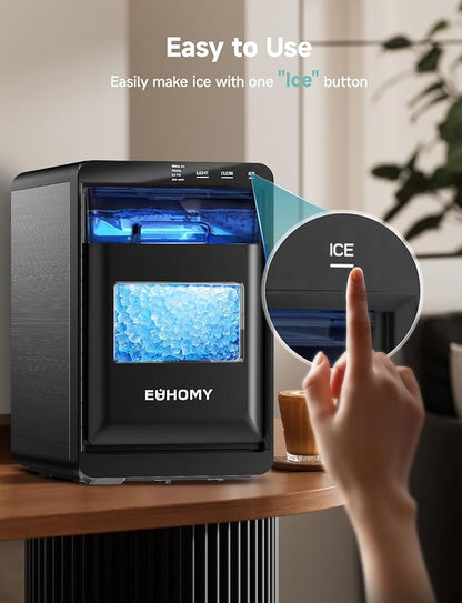 EUHOMY Nugget Ice Maker Countertop, 40Lbs/24H Pebble Ice Maker Machine