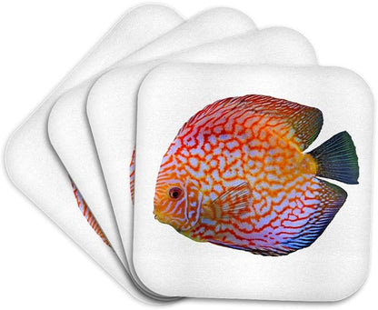 3dRose King of The Aquarium Discus Fish Image Wildlife Set of 4 Coasters - Cork